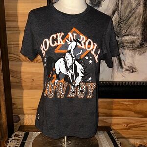 Rock & Roll Cowboy Kids Short Sleeve Tee - Black and Orange